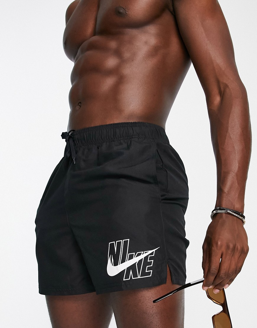Nike Swimming 5 inch large logo shorts in lime black