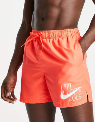 spuiten Spreekwoord overdrijven Nike Swimming 5 Inch Large Logo Shorts In Lime Red | ModeSens