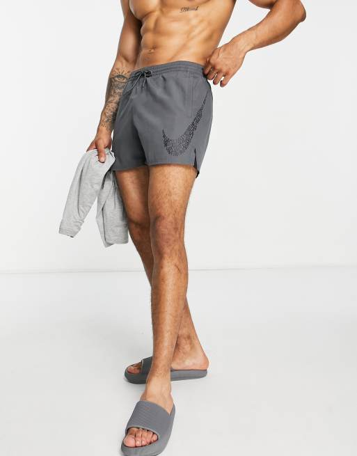 Nike Swimming 5 inch large Swoosh shorts in grey