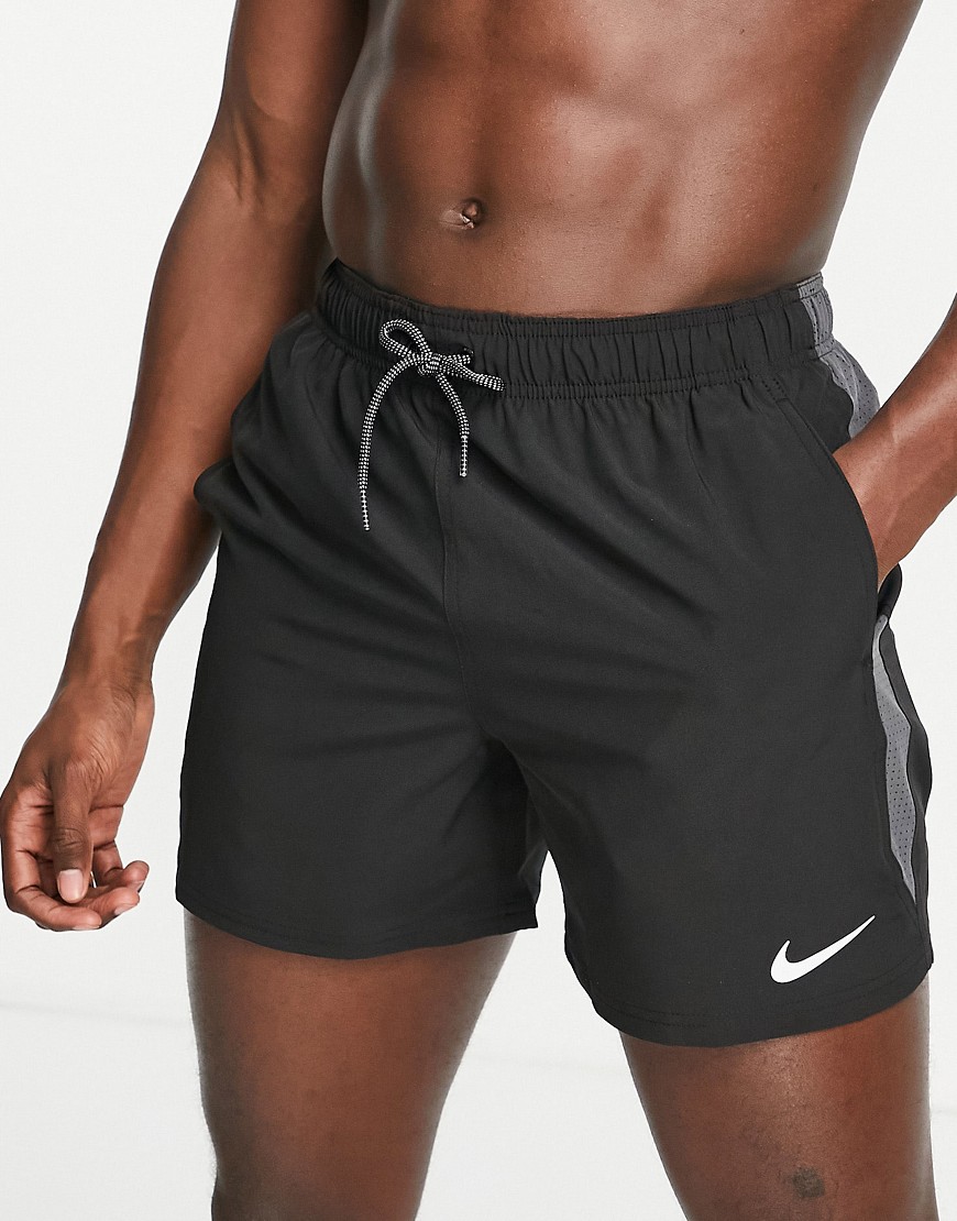 Nike Swimming 5 inch panelled volley shorts in black