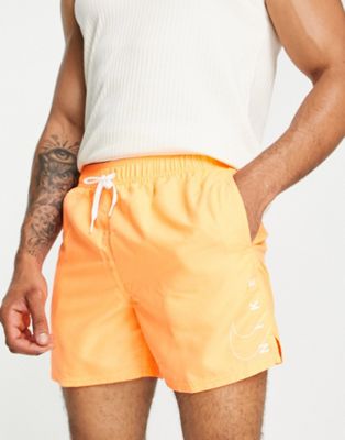 Nike Swimming 5 inch side logo shorts in orange