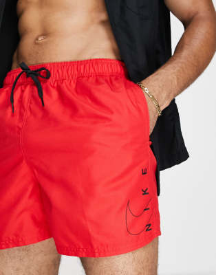 mens red nike swim trunks