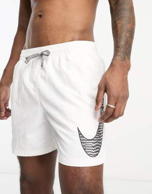 Nike Swimming Nike Swimming 5 inch Swoosh infill shorts in white