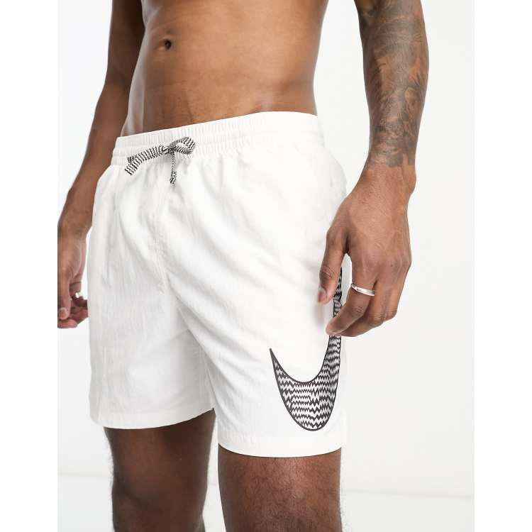 Nike Swimming 5 inch Swoosh infill shorts in white | ASOS