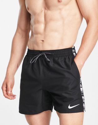 Nike Swimming 5 inch Volley logo taping shorts in black