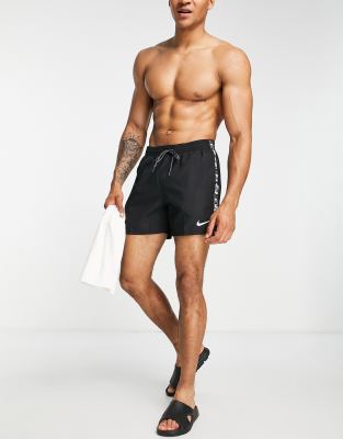 Nike Swimming 5 inch Volley logo taping shorts in black | ASOS