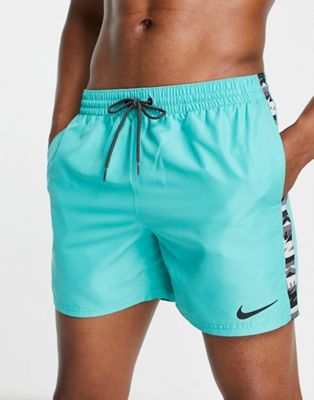 Nike Swimming 5 inch Volley logo taping swim shorts in green