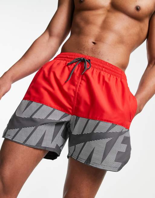 Nike Swimming 5 inch volley shorts in red ASOS