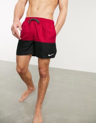 nike swimming 5inch volley shorts in burgundy