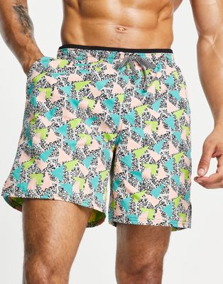 Nike Swimming 7 inch 90s printed shorts in pink