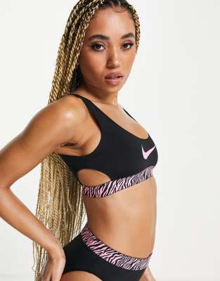 Nike Swimming animal tape bikini top in black - ASOS Price Checker