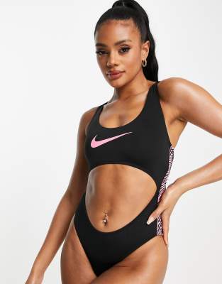 nike black tape swimsuit