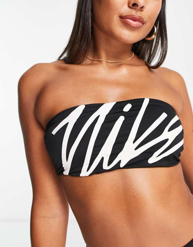 Nike Swimming bandeau bikini top in black