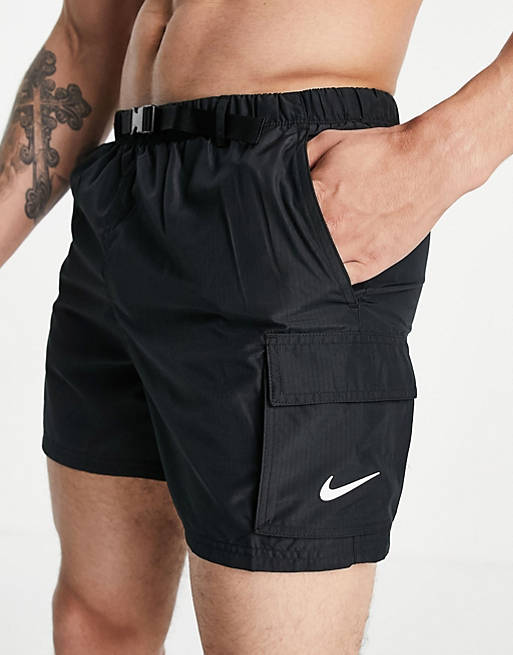 Swimwear Nike Swimming belted utility swim shorts in black 