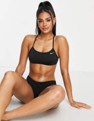 Nike Swimming – Bikini in Schwarz mit Ringerrücken