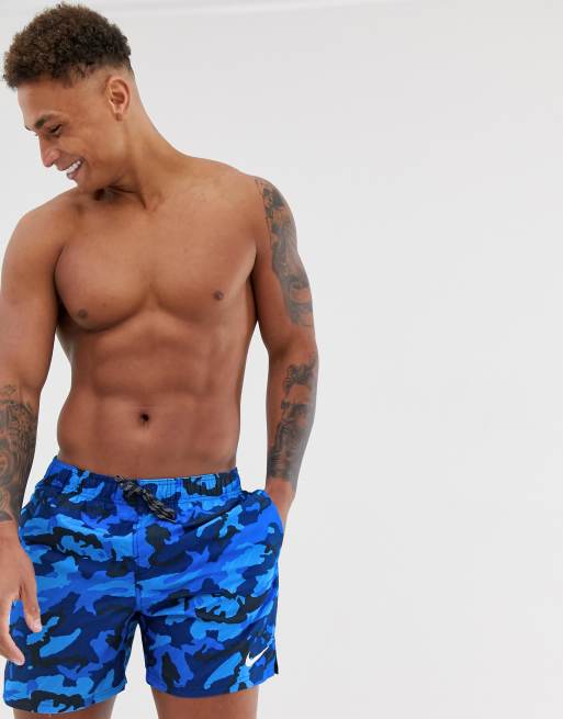 Nike Swimming camo vital short in blue NESS9424-489