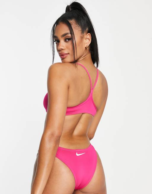 Nike Swimming cheeky bikini bottoms in pink