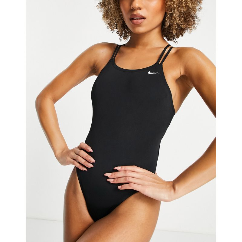 23hb0 Donna Nike Swimming - Costume da bagno nero con incrocio sul retro