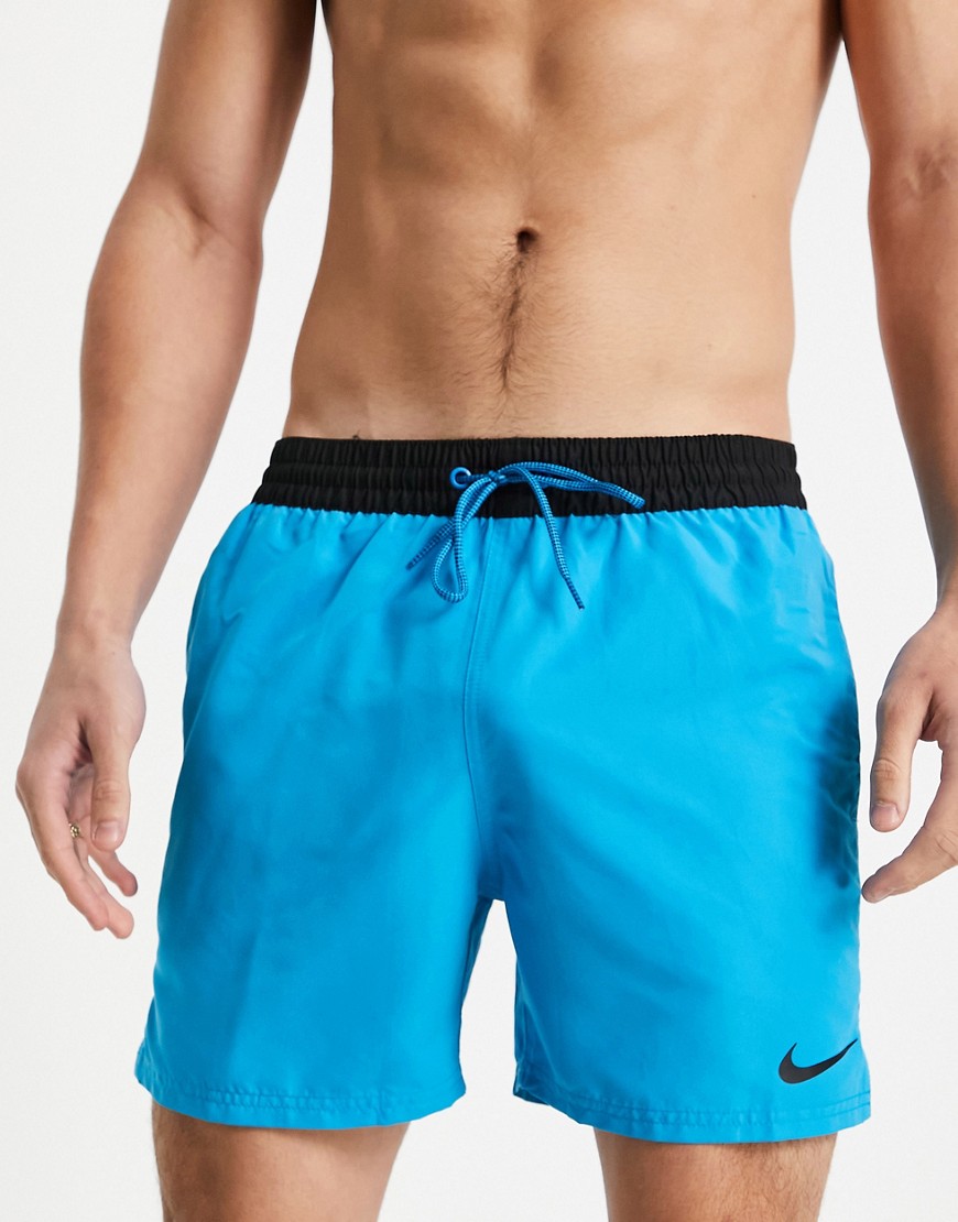 Nike Swimming Digi Swoosh Logo Tape 5 Inch Volley Shorts In Blue-blues