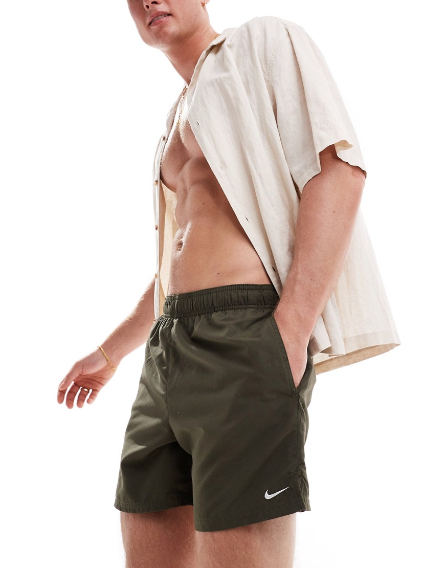 Nike Swimming Essential 5 inch volley swim shorts in cargo khaki-Green