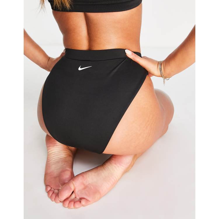 Nike Swimming Essentials high waist bikini bottoms in black ASOS