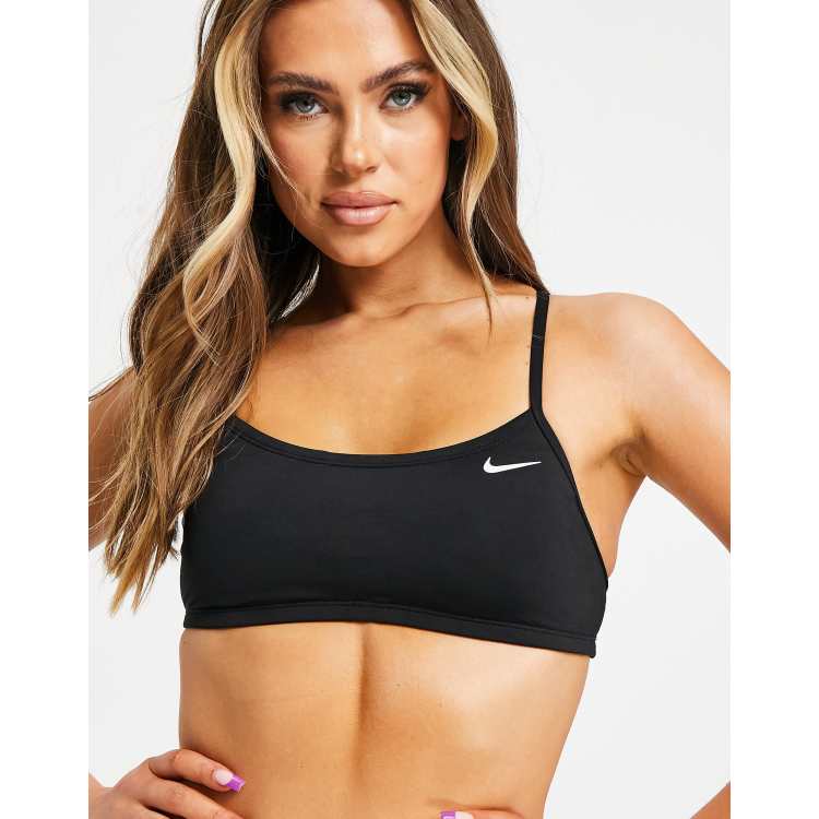 Nike Swimming Essentials racerback bikini top in black