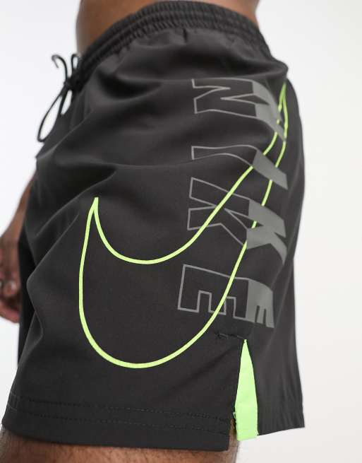 Nike Swimming Explore 5 inch large side logo swim shorts in black , 4 of 4