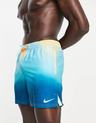 Nike Swimming Explore 5 inch tie dye swim shorts in orange and blue  - ASOS Price Checker