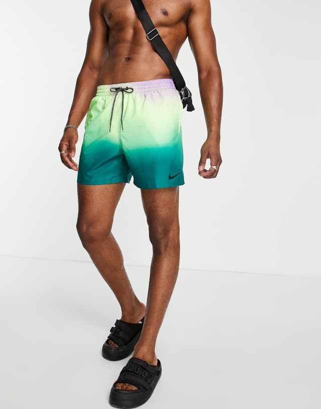 Nike Swimming Explore 5 inch tie dye swim shorts in purple and blue