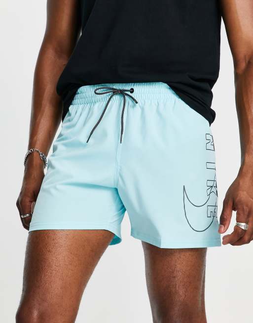Nike Swimming - Explore - Pantaloncini da bagno da 5" azzurri con logo grande laterale , 4 di 4