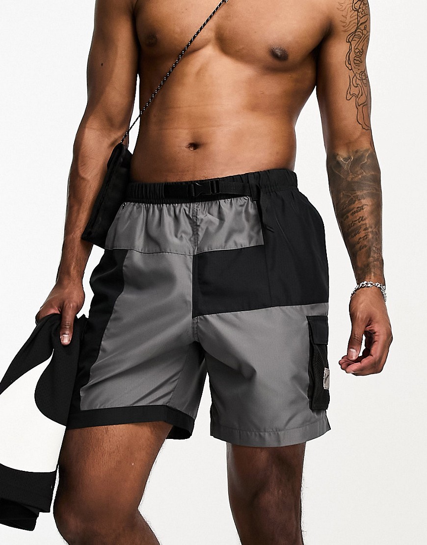 Nike Swimming Explore Volley 7 inch multi pocket swim shorts in black