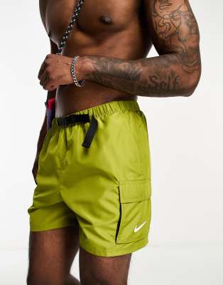 Nike Swimming Explore Volley Cargo 5 inch swim shorts in olive green - ASOS Price Checker