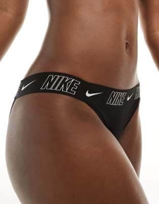 Nike Swimming - Fusion - Bikinihose in Schwarz mit Logoband-Bund