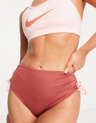 Nike Swimming high waist cheeky bikini bottom in pink - ASOS Price Checker