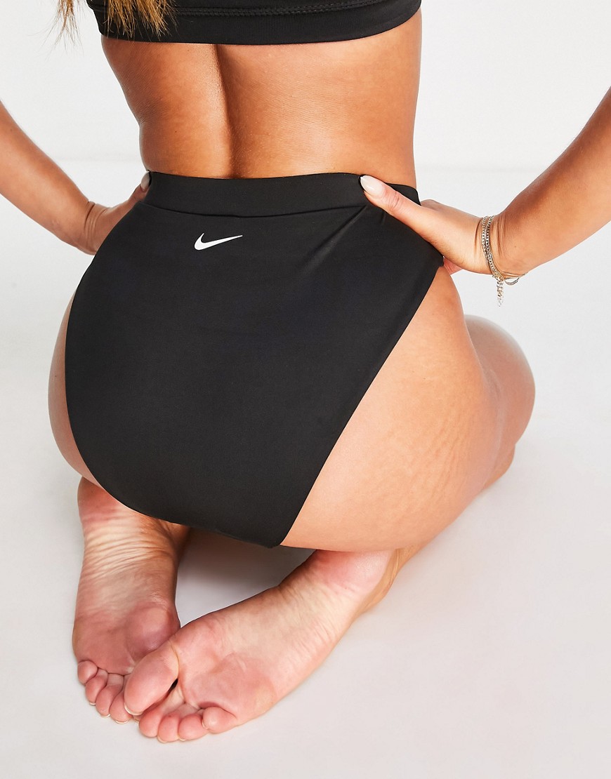 Nike Swimming High Waist Bikini Bottoms In Black