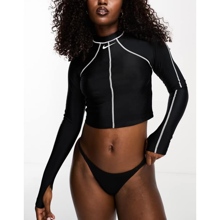 Long Sleeve Crop Swim Top in Lagoon Life, Bikini