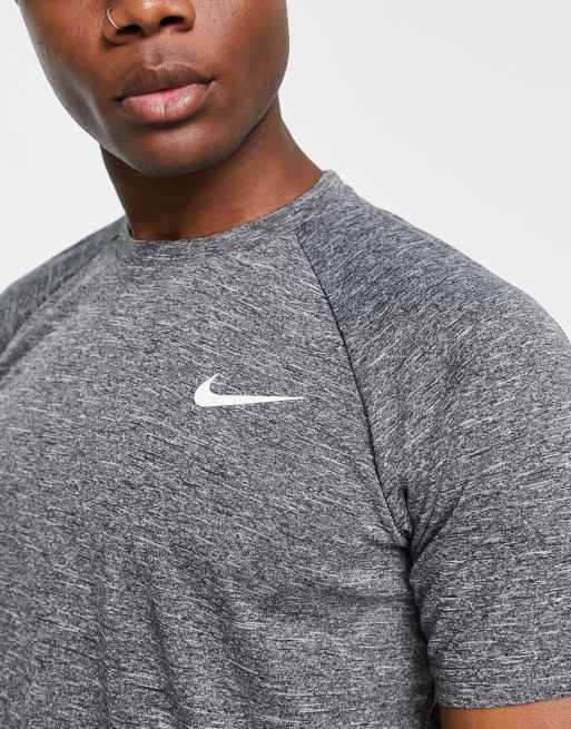 Nike Swimming – Hydroguard – Mörkgrå melerad t-shirt med korta ärmar, 3 av 4