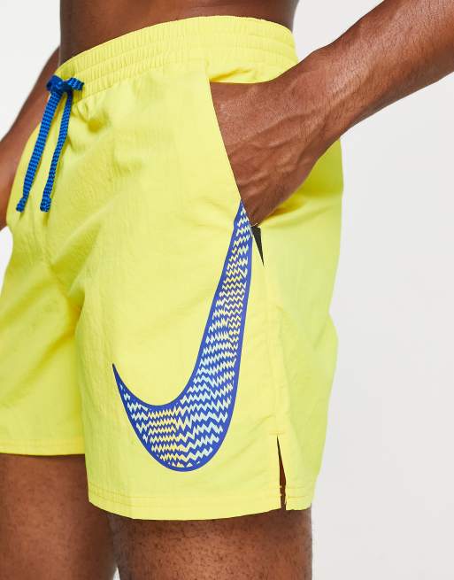 Nike Swimming Explore 5 inch large side logo swim shorts in light