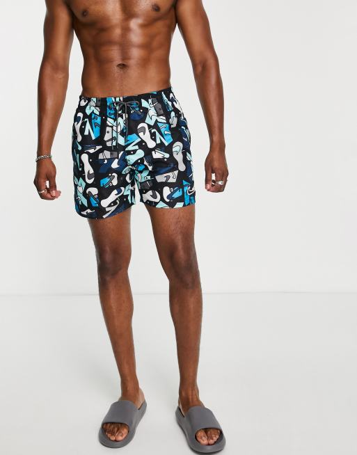 Nike Swimming – Icon – Blå, flipflopmönstrade badshorts på 5 tum 