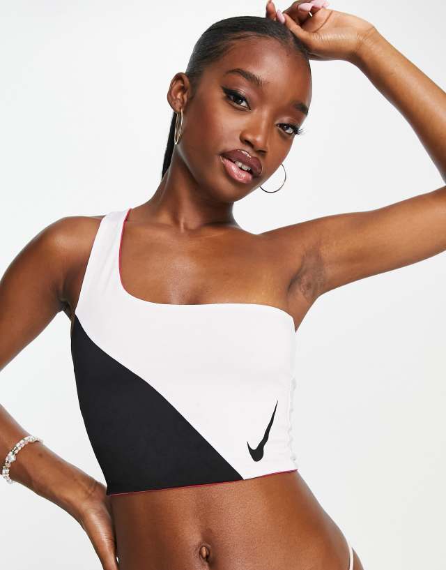 Nike Swimming Icon color block 3 in 1 bikini top in black and white