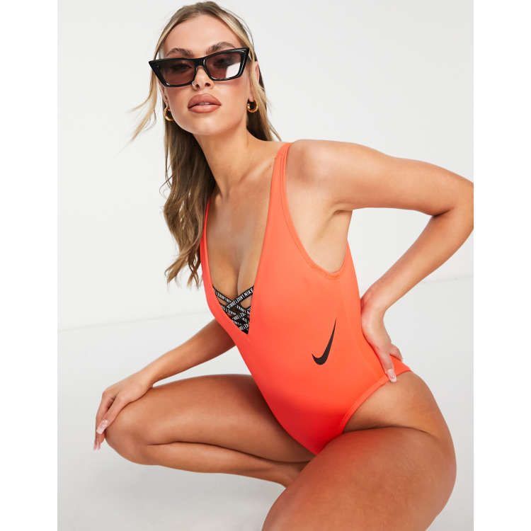 Red one cheap piece swimsuit nike