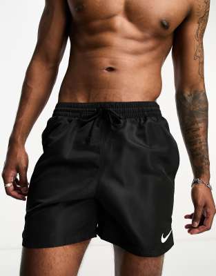 Nike Swimming Icon Volley 5 Inch Taped Satin Swim Shorts In Black