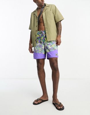 Icon Volley 7 inch printed swim shorts in purple