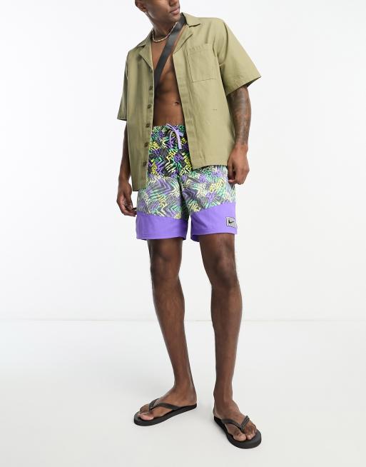 Nike Swimming Icon Volley 7 inch printed swim shorts in purple | ASOS