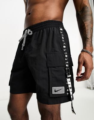 Nike Swimming Icon Volley 7 inch taped cargo swim shorts in black - ASOS Price Checker