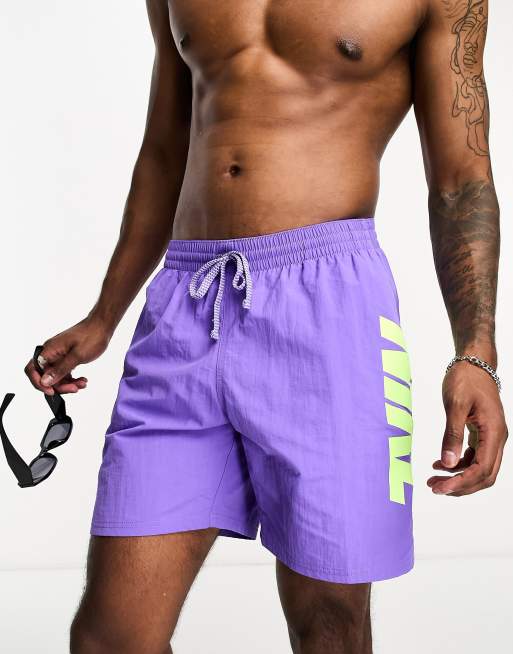 Nike Swimming – Icon Volley– Fioletowe szorty kąpielowe o długości 7 cali z grafiką