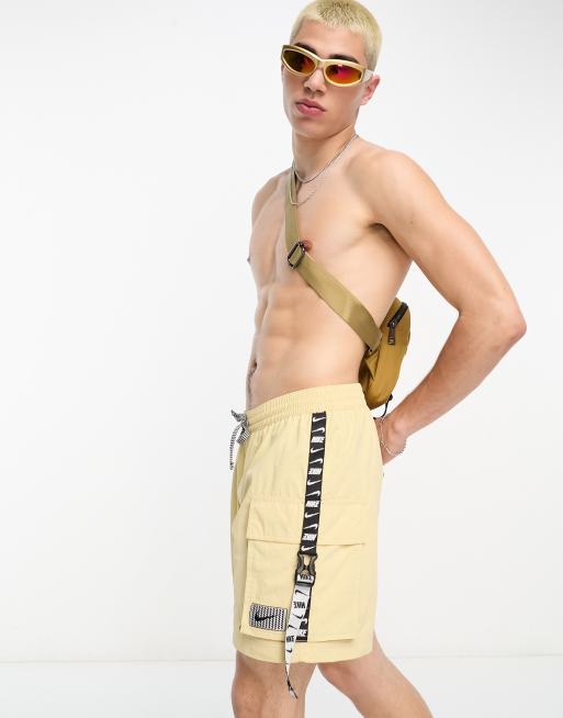 Nike Swimming - Icon Volley - Pantaloncini da bagno cargo con fettuccia con logo color pietra da 7“
