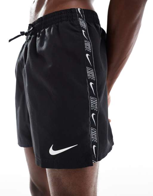 Nike Swimming Logo Tape 5 inch volley swim shorts in black ASOS