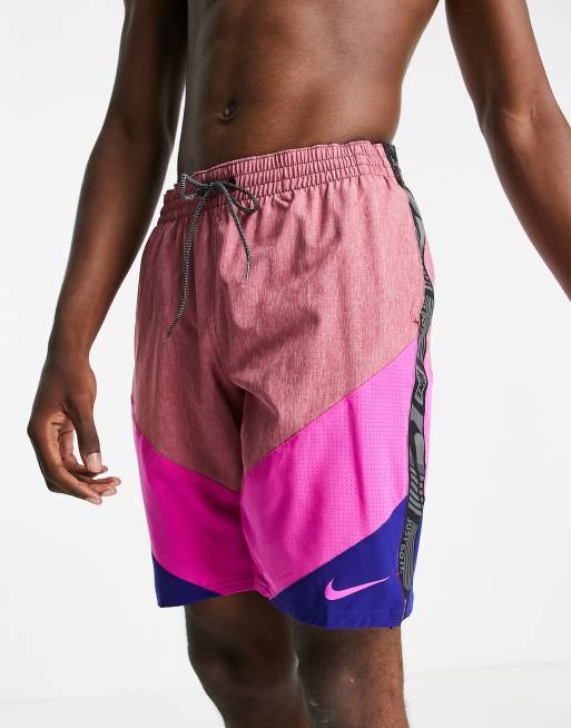 Nike Swimming logo tape 9 inch volley shorts in red ASOS