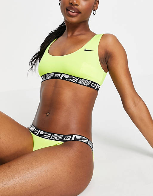 Nike Swimming logo taped bikini top in yellow